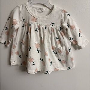Petit Lem White and Peach Kids Dress